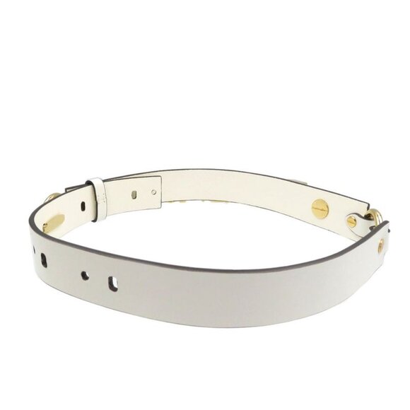 Versace Fendace Fendi 8 C0662 Leather Metal White Gold Belt 1891 Fendace